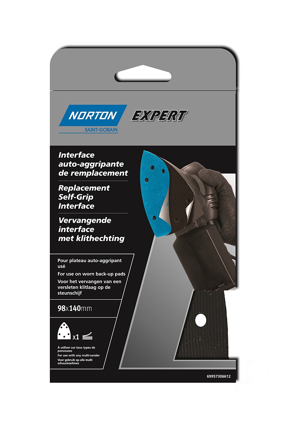 Kit remplacement de plateau ponceuse delta 98x140mm - NORTON